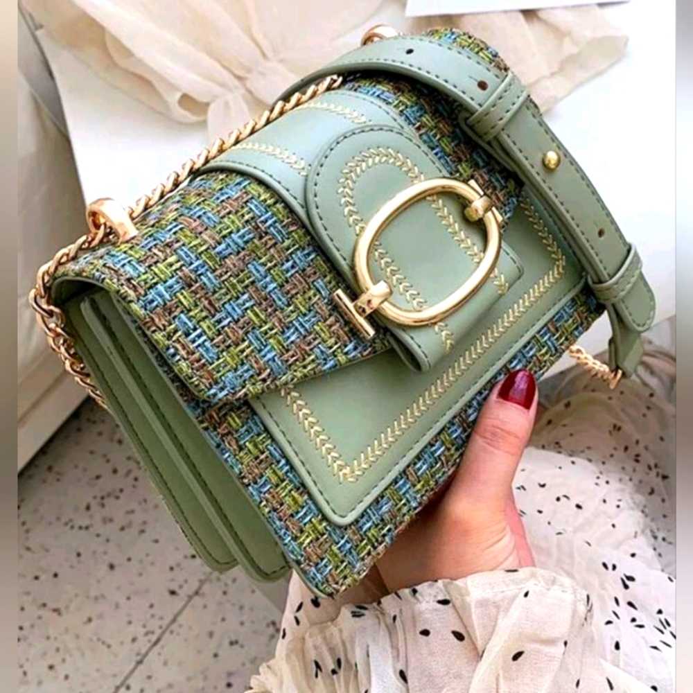 Mint Green Tweed Shoulder/Crossbody Bag/Purse New